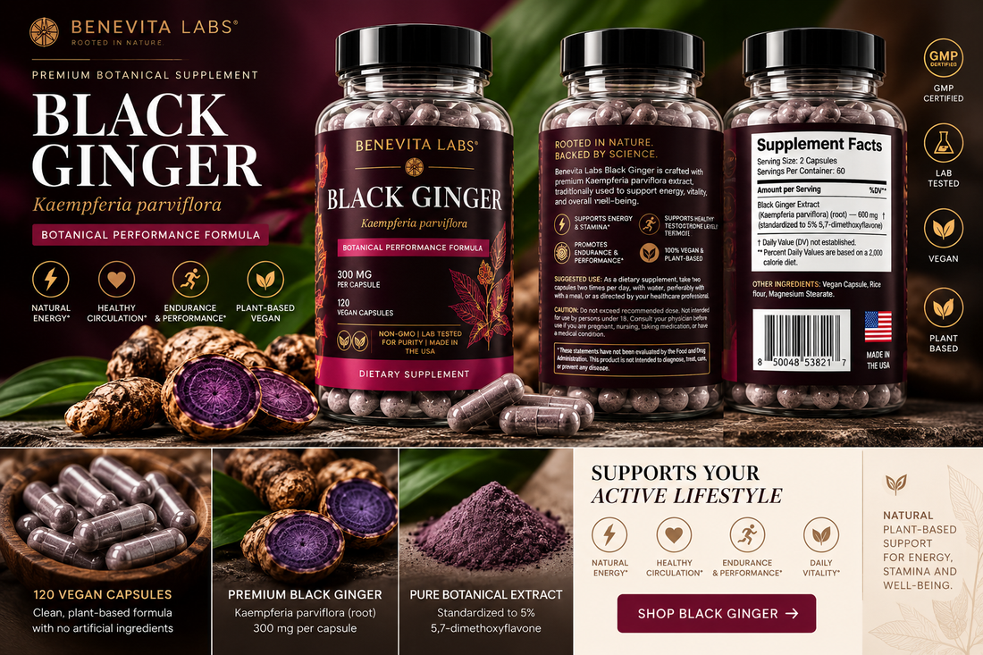 Stylized Black Ginger marketing concept; see original packaging photos for accurate product information